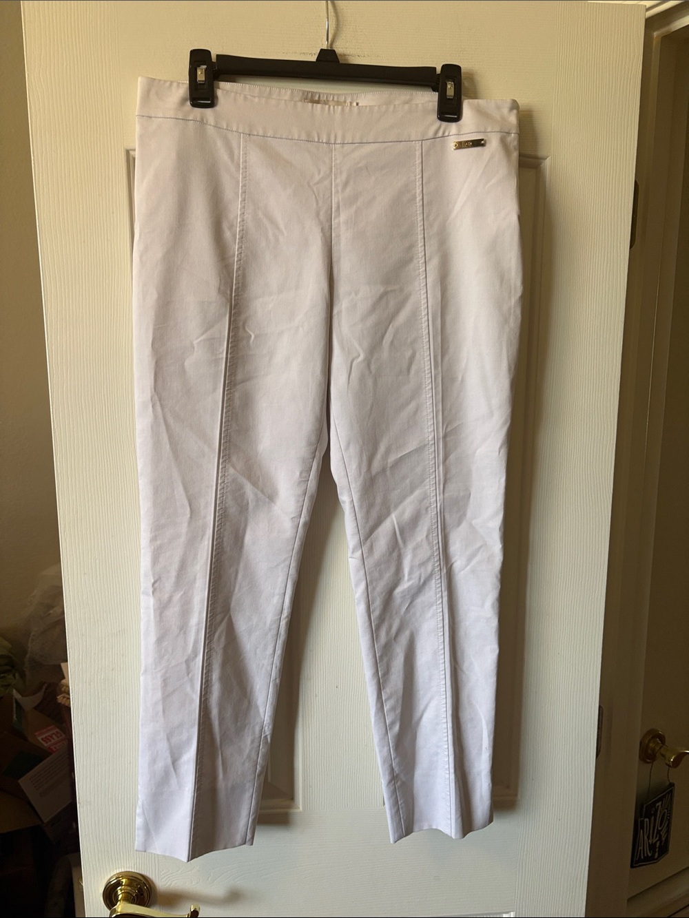 Tory Burch Off-White Vertical Hem Pants with Side Zipper size 8